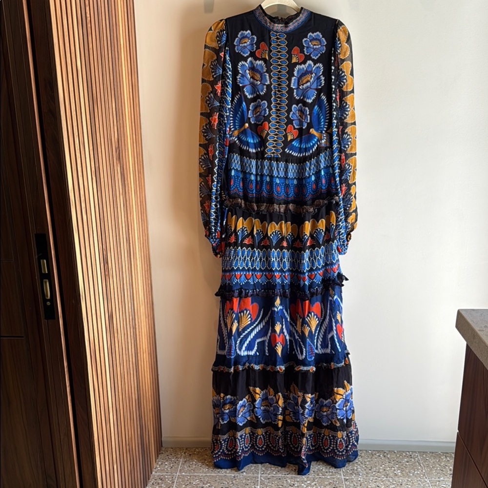 FARM Rio Maxi Dress - Multicolor blue and black M